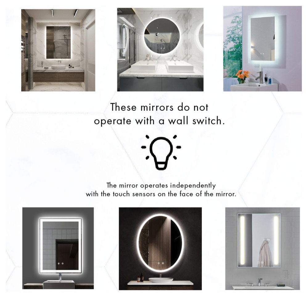 Luminous Dimmable LED Mirror with Defogger, 30"x36"x1.75"