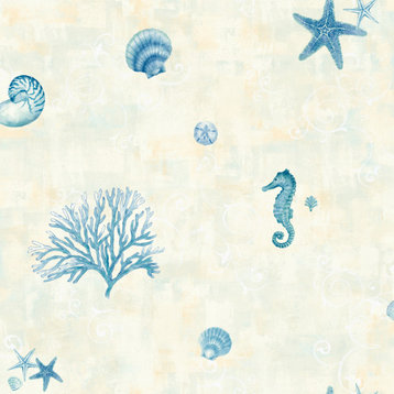 Boca Raton Blue Seashells Wallpaper, Bolt