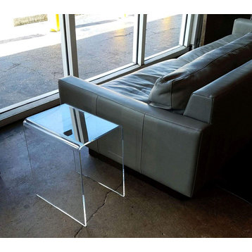 Clear Acrylic End Table, 16"x12"x19", 3/8" Thick