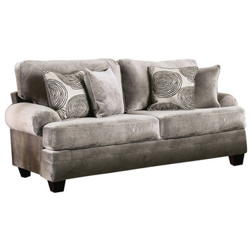 Furniture of America Sheryl Transitional Microfiber Upholstered Sofa in Gray