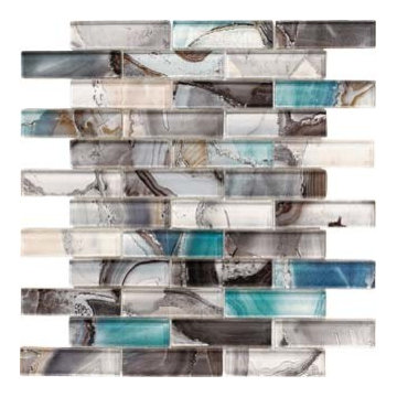 A glass backsplash with a color splash!