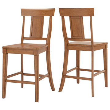 Arbor Hill Panelled Back Counter Chair, Set of 2, Oak