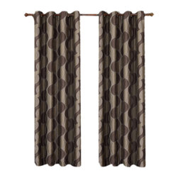 Royal Tradition - Savanna Jacquard Grommet Curtains, Set of 2, Mocha, 104"x84" - Curtains