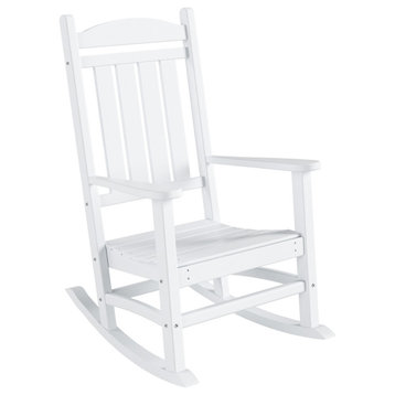 WestinTrends HDPE Outdoor Patio Adirondack Rocking Chair, Classic Porch Rocker, White