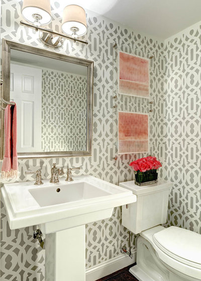 Transitional Powder Room by traci zeller designs