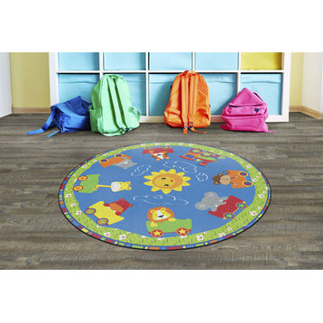 Flagship Carpets CE420- 73W 5' Cutie Train Nursery School Rug
