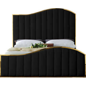 Jolie Velvet King Bed, Black