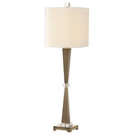 Uttermost - Uttermost Niccolai Antiqued Nickel Lamp - This sleek design features tapered steel columns, finished in plated, lightly antiqued brushed nickel, accented with thick crystal details.