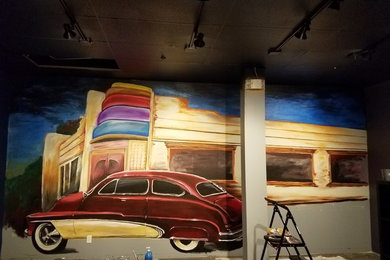 Paint and sip vintage mural