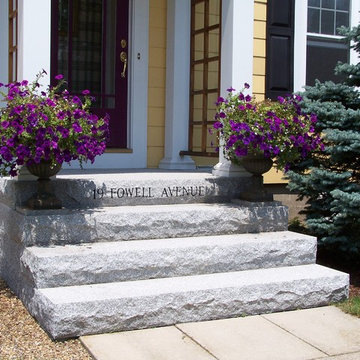 Engraved Woodbury Gray Granite Steps