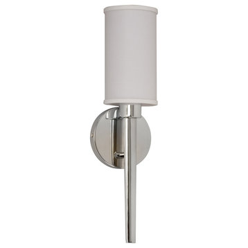 Huron Polished Chrome With Linen Acrylic Pattern Shade Sconce Wall Light