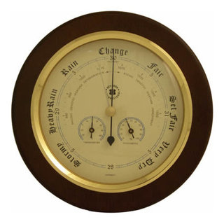 Weather Station Tide Clock Barometer Hygrometer Thermometer Solid Wood and  Brass 