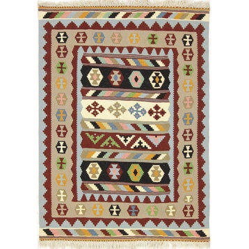 Persian Kilim Fars 4'9"x3'6" Hand Woven Oriental Rug