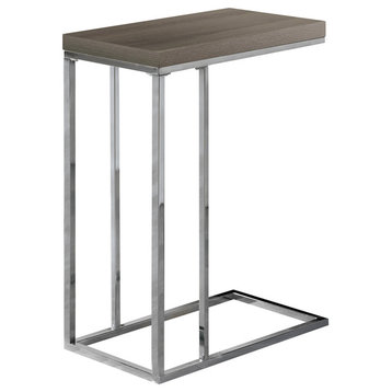 Accent Table, Dark Taupe With Chrome Metal