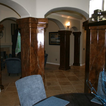 faux marble/ fireplace and columns