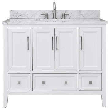 Avanity Everette 42 in. Vanity Combo in White and Carrara White Marble Top