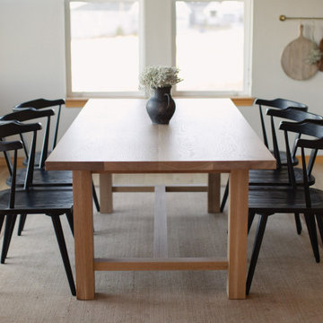 'Vega II' White Oak H Leg Dining Table