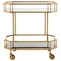 Safavieh Silva 2 Tier Octagon Bar Cart, Brass/Tinted Glass, 29.6"x16.5"x29.8"