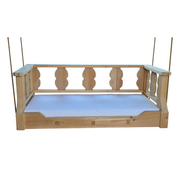 Antebellum Twin Swingbed, Country Cream Painted Frame / Spectrum Mist Cover
