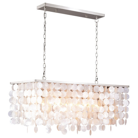 Elsa Capiz Shell 36" Rectangular Pendant Satin Nickel