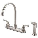 Olympia Faucets - Accent Two Handle Kitchen Faucet, PVD Brushed Nickel - Featuring classic traditional elegance, our Accent Collection of faucets by Olympia is ageless and uncomplicated. Accent can both simplify and provide an essential enhancement to your home with an understated enduring style balanced with seamless functionality.