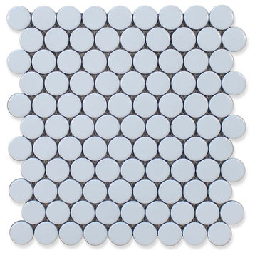 Queens 1" Penny Round Mosaic Tiles - Snow Wolves, 1 Sq Ft