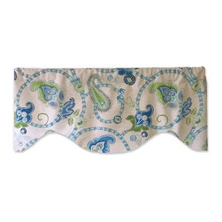 Priority Home and Design - Oversized Paisley Print Shaped Valance, Blue and Green - Valances