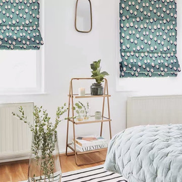 Spruce green Quick Fix Washable Flat Fold Roman Shades, Window Blinds