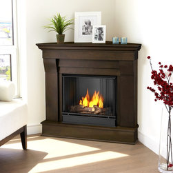 Real Flame Dark Walnut Chateau Corner Gel Fireplace - Indoor Fireplaces
