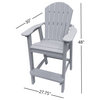 Phat Tommy Tall Adirondack Chairs Set of 2, Poly Outdoor Bar Stool Chairs, Grey