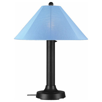 Catalina Table Lamp 39640 With 3" Black Body And Sky Blue Sunbrella Shade Fabric