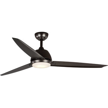 Oriole 3-Blade 60" Ceiling Fan With LED Light, Architectural Bronze