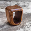 Modern Solid Wood Block Open Center Accent Table Bulls Eye Mid Century Geometric