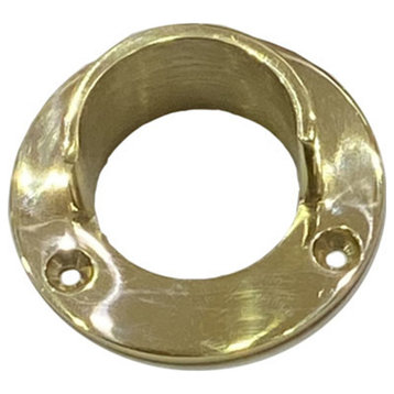 Brass Open End Flange With Set Screw, Polished Brass Un-Lacquered
