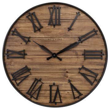 Manchester 20" Wooden Wall Clock With Black Roman Numerals