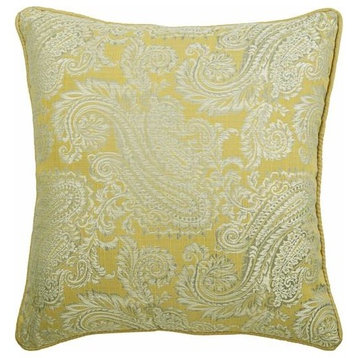 Yellow Outdoor Pillow Covers 20"x20" Throw Pillow Cover, Jacquard Silk