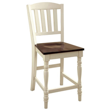 Furniture of America Gossling 23.25" Wood Counter Stool in White (Set of 2)