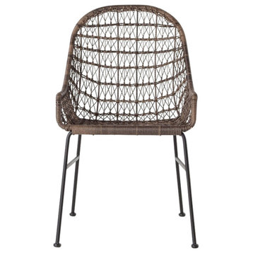Tassa Outdoor Woven Dining Chair, Distressed Gray Set of 2