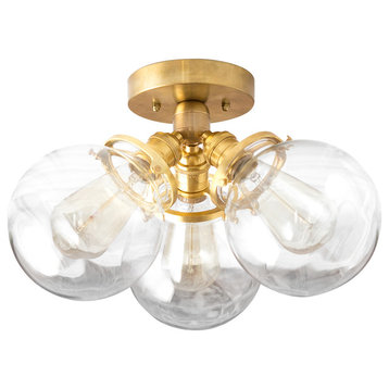 Gold 3-Globe Edison Bulb Ceiling Light