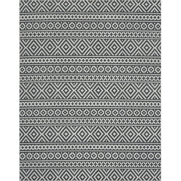 Graham Contemporary Stripe Indoor/Outdoor Area Rug, Black/White, 5'x7'
