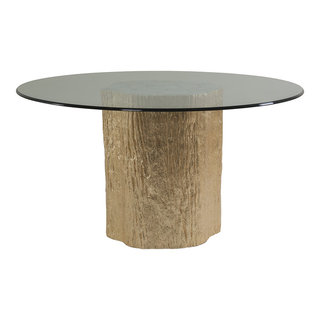 Trunk Segment Round Dining Table With Glass Top Contemporary Dining Tables by Lexington Home Brands Houzz
