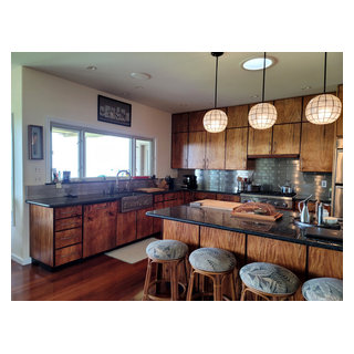 Koa Wood Cabinets with Stainless Steel Backsplash in Hawi Hawaii ...