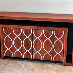 Contemporary buffet with Mahogany and Stainless Steel Inlays - Buffets And Sideboards