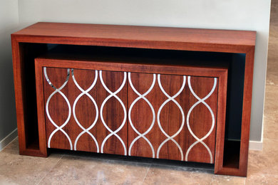 Contemporary buffet with Mahogany and Stainless Steel Inlays