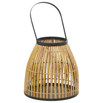 Natural Brown Wicker Wood Candle Lantern 562550