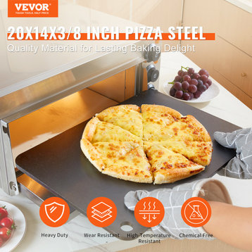 VEVOR Pizza Steel 20"x14"x3/8" Pre-Seasoned Carbon Steel Pizza Baking Stone