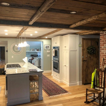 Character Hickory Plank Flooring, Kitchen with an Island