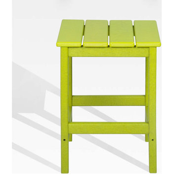 WestinTrends Outdoor Patio Adirondack Plastic Side Table Square Accent Table, Lime