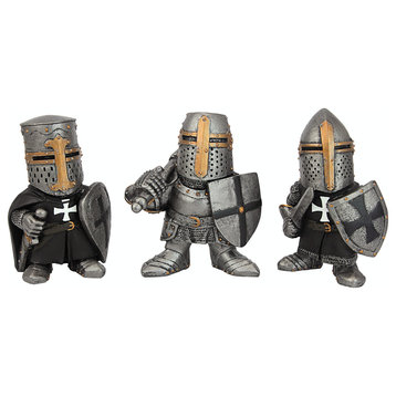 Medieval Crusader Knights of the Gothic Realm Statues, 3-Piece Set