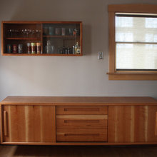 Floating Dining Room Buffet With Glassware Cabinet Midcentury